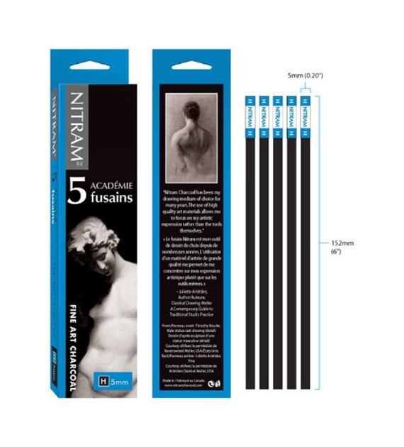 NITRAM Węgiel rysunkowy natur. H 5x5mm - 5 szt