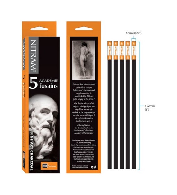 NITRAM Węgiel rysunkowy natur. HB 5x5mm - 5 szt