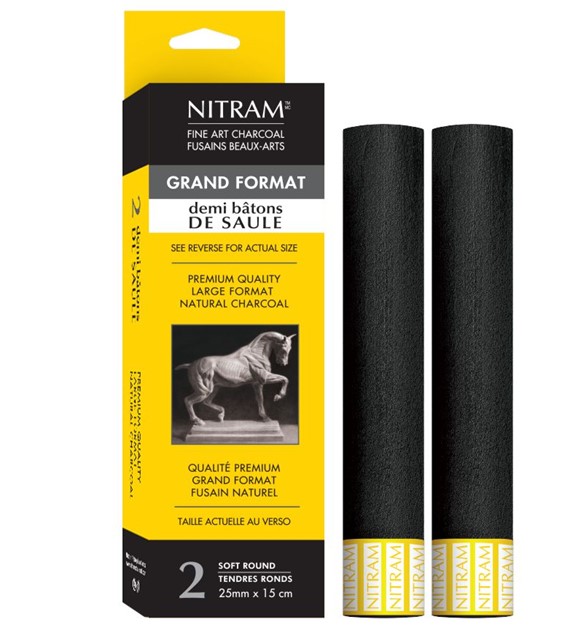 NITRAM Węgiel rysunkowy natur. okrągły 25mm - 2szt