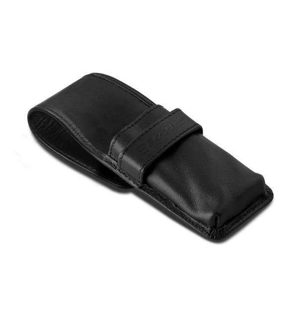 E 8782 BLACK LEATH. POCKET CASE FOR 3 TRAVEL BRUSH